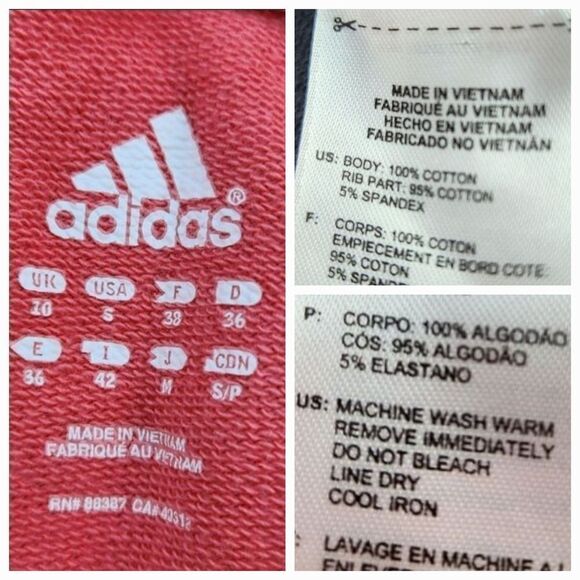 🩵Adidas Vintage Coral Zippered Hoodie Short Sleeve Jacket Small - Picture 12 of 12